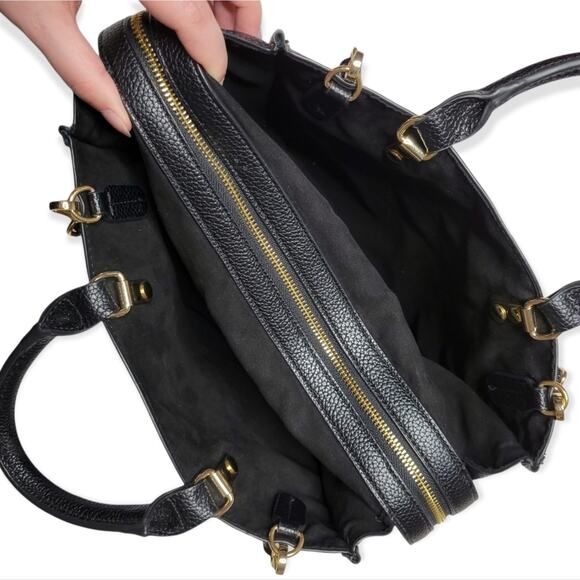 Steve Madden Satchel Purse 3 Compartment Shoulder Bag Black - Picture 5 of 13